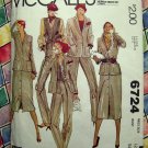 McCalls Pattern # 6724 UNCUT Misses Wardrobe Blazer Skirt Pants Vest  Size 12 Vintage 1979