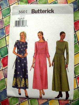 Butterick Pattern # 3601 UNCUT Misses A-Line Dress Sizes 14 16 18
