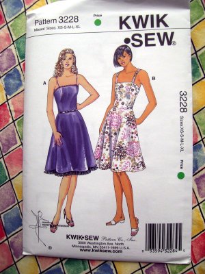 Kwik Sew Pattern # 3228 UNCUT Misses Summer Dress Size XS Small Medium Large XL