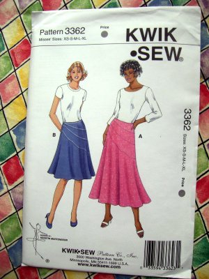Kwik Sew Pattern # 3362 UNCUT Misses Flared Skirt Size XS Small Medium Large XL