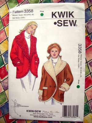 Kwik Sew Pattern # 3358 UNCUT Misses Loose Fitting Coat Size XS Small Medium Large XL
