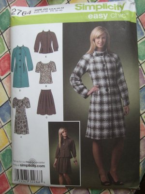Simplicity Pattern # 2764 UNCUT Misses Coat Top Skirt Size 4 6 8 10 12