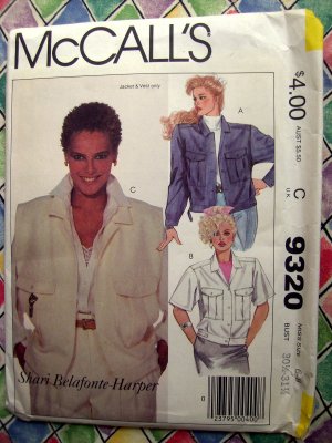 McCalls Pattern # 9320 UNCUT Jacket or Vest Size Small 6 8