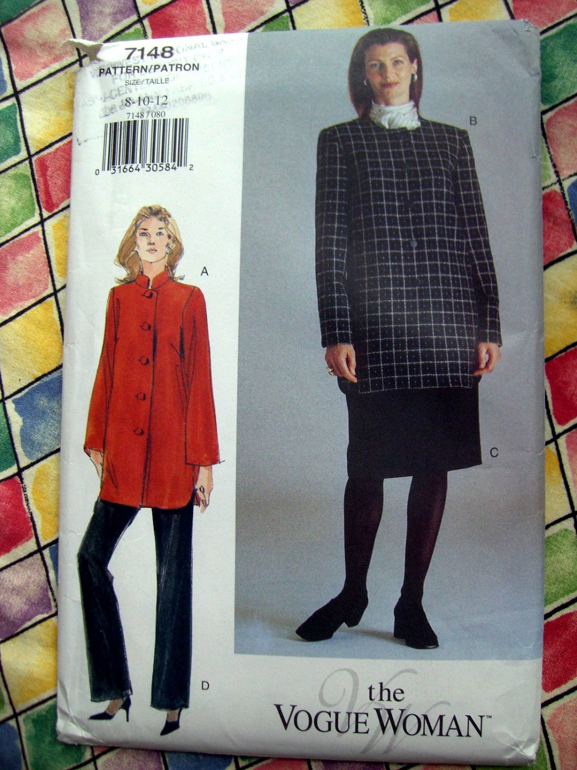 Vogue Sewing Pattern # 7148 UNCUT Misses Jacket Skirt Pants Size 8 10 12
