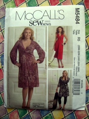 McCalls Pattern # 5484 UNCUT Womans Pullover Stretch Knit Dress  Size 20 22 24 26 28