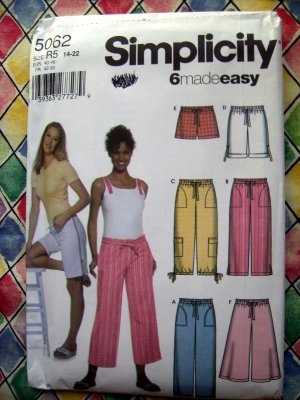 Simplicity Pattern # 5062 UNCUT Misses Shorts Pants Size 14 16 18 20 22