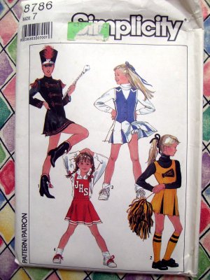 Simplicity Pattern # 8786 UNCUT Girls Cheerleader Majorette Costume Uniform Size 7
