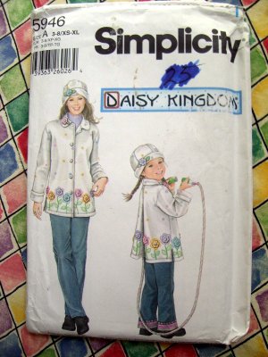 Simplicity Pattern #5946 Mother / Daughter Daisy Kingdom Fleece Coat Pattern