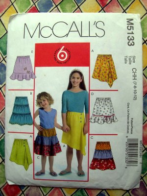 McCalls Pattern # 5133 UNCUT Girls SKIRT Size 7 8 10 12