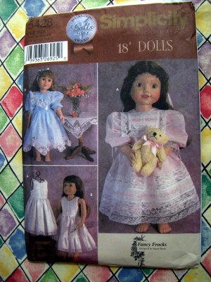Simplicity Pattern # 5428 UNCUT 18" Doll Fancy Frocks Dress