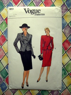 Vogue Pattern # 8813 UNCUT Misses Jacket & Skirt (Suit) Size 6 8 10
