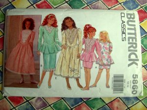 Butterick Pattern # 5860 UNCUT Girls Formal Dress Variations Size 12 14