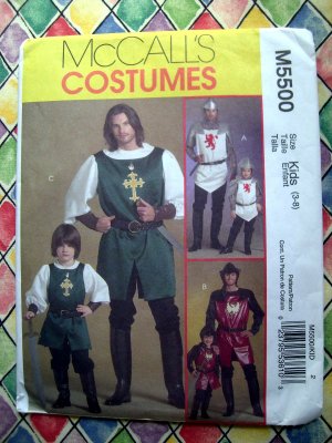 McCalls Pattern # 5500 UNCUT Costume Boys Knight Prince Size 3 4 5 6 7 8