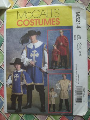 McCalls Pattern # 5214 UNCUT Boys Costume Knight Musketeer Prince Size 3 4 5 6 7 8
