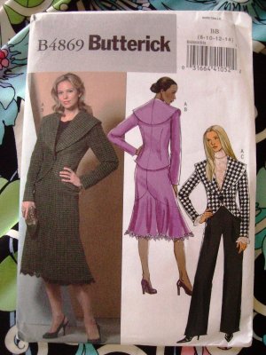 Butterick Pattern #4869 UNCUT Misses Jacket Skirt Pants Size 8 10 12 14