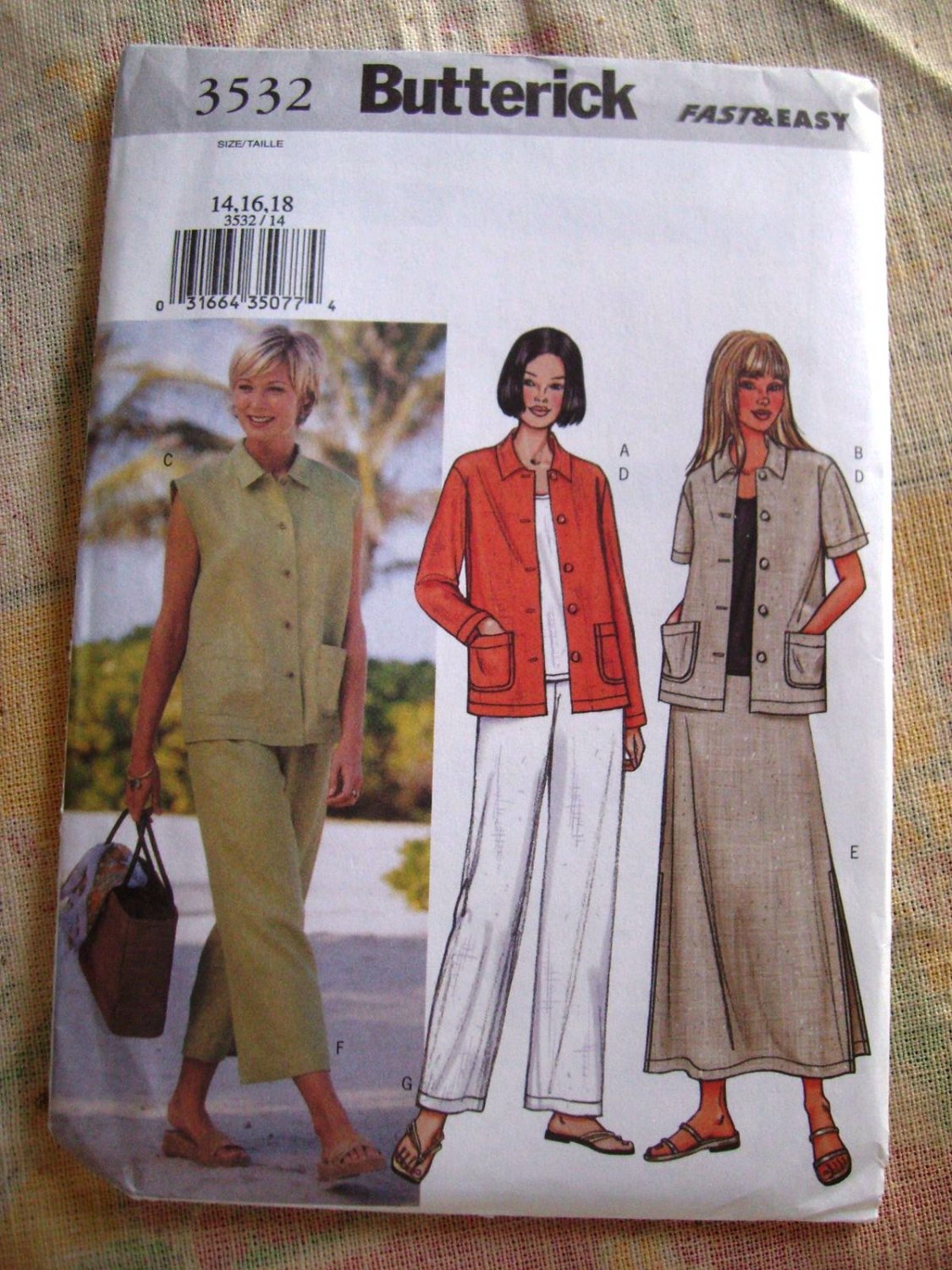 Butterick Pattern # 3552 UNCUT Misses Size 14 16 18