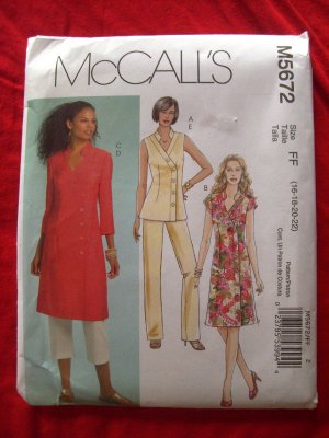 McCalls Pattern # 5672 UNCUT Misses Tunic /Top Pants Size 16 18 20 22