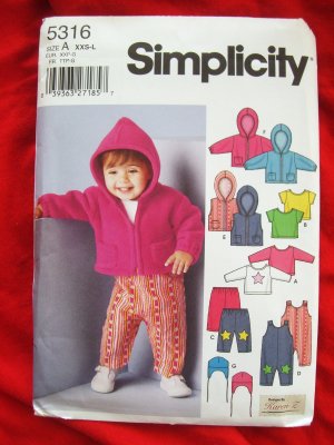 Simplicity Pattern # 5316 UNCUT Babies Toddler Separates Size XXS XS Small Medium Large