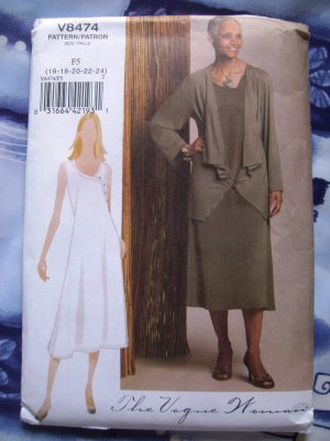 Vogue Pattern # 8474 UNCUT Misses Dress Jacket Size 16 18 20 22 24