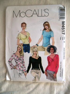 McCalls Pattern # 4517 UNCUT Misses Tops Size XS Small Medium