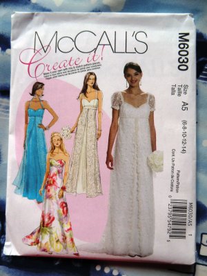 McCalls Pattern # 6030 UNCUT Misses Formal Long Dress Size 6 8 10 12 14