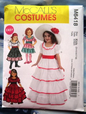 McCalls Pattern # 6418 UNCUT Girls Costume Dress Size 3 4 5 6 7 8
