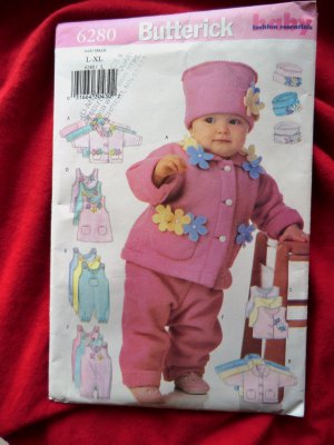 Butterick Pattern # 6280 UNCUT Infant Baby Jacket Vest Jumpsuit Hat Size Large XL
