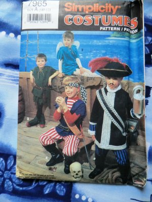 Simplicity Pattern # 7965 UNCUT Boys Girls Costume Pirate Peter Pan Size Small Medium Large