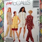 McCall's # 8186 UNCUT Misses Pattern  Unlined Jacket Pull-On Pants & Shorts Size 8 10 12