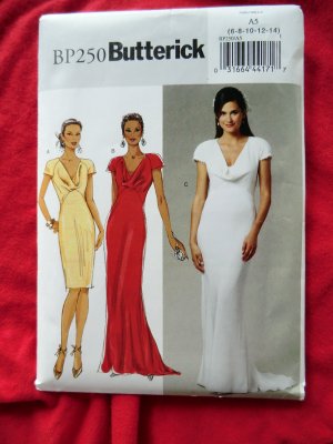 Butterick Pattern # BP 250 UNCUT Wedding Bridesmaid Dress Size 6 8 10 12 14
