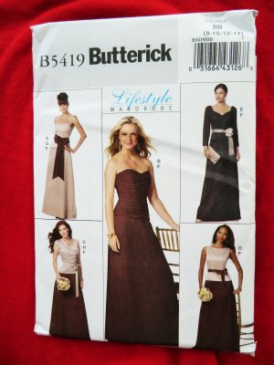 Butterick Pattern # 5419 UNCUT Misses/Women's Dress Formal Long Size 8 10 12 14