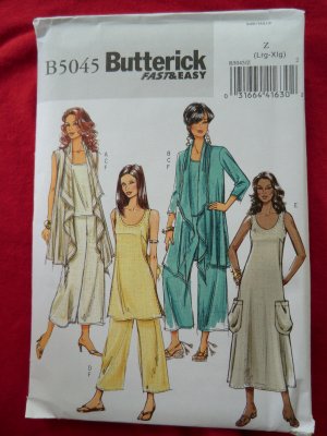 Butterick Pattern # 5045 UNCUT  Misses Cover-up Top Tunic Dress Pants Large XL