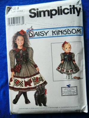 Simplicity Pattern # 7744 UNCUT Girls and 17" Doll Dress Size 3 4 5 6