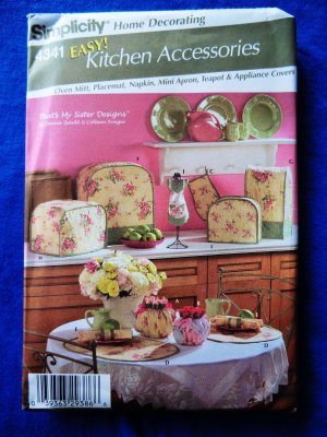 Simplicity Pattern # 4341 UNCUT Kitchen Accessories Oven Mitt Placemat