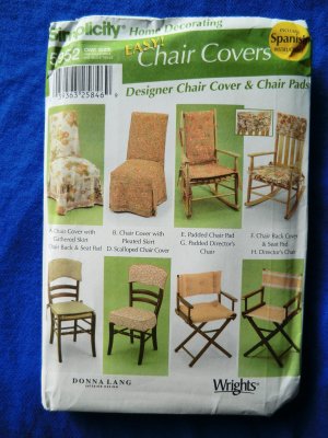 Simplicity Pattern # 5952 UNCUT Designer Chair Cover Chair Pad