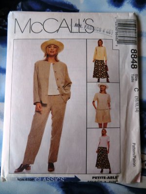 McCalls Pattern # 8848 UNCUT Misses Wardrobe Jacket Pants Skirt Size 10 12 14