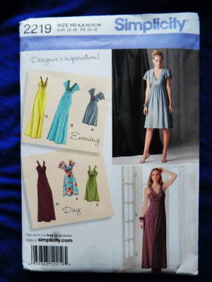 Simplicity Pattern # 2219 UNCUT Misses KNIT Dress Gown Size 6 8 10 12 14