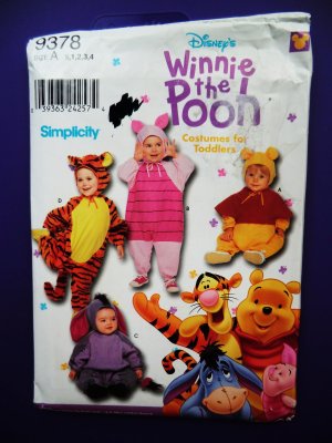 Simplicity Pattern # 9378 UNCUT Baby Toddler Costume Winnie the Pooh