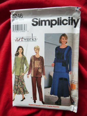 Simplicity Pattern # 8246 UNCUT Misses Top Skirt Pants Size 6 8 10