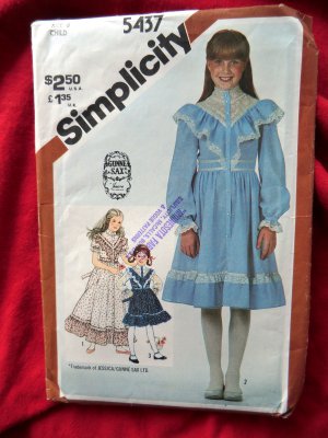 Vintage Simplicity Pattern # 5437 UNCUT Girls Gunne Sax Dress Size 6
