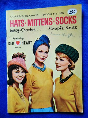 Vintage 1962 Easy Knit & Crochet Booklet Mid Century Hats Mittens Socks