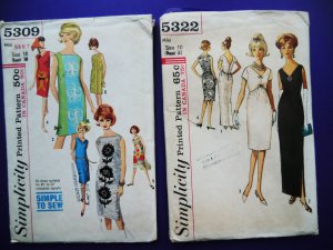 Lot 1960â��s UNCUT Simplicity Pattern # 5322 Misses Dress & Gown Pattern UNCUT Size 10 Small