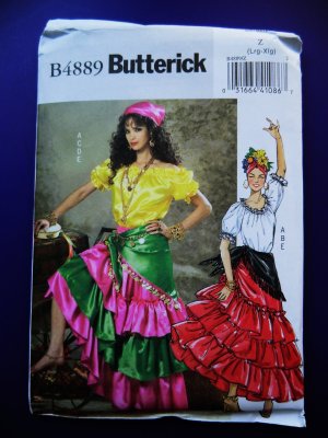 Butterick Pattern # 4889 UNCUT Misses Gypsy Costume Size Large XL