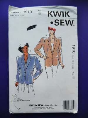 Kwik Sew Pattern # 1910 UNCUT Misses Blazer / Jacket Size 14 16 18 20