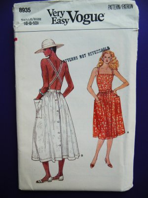 Vogue Pattern # 8935 UNCUT Misses A-Line Dress Straps Size 6 8 10