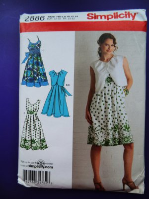 Simplicity Pattern # 2886 UNCUT Misses Dress Bolero Size 6 8 10 12 14