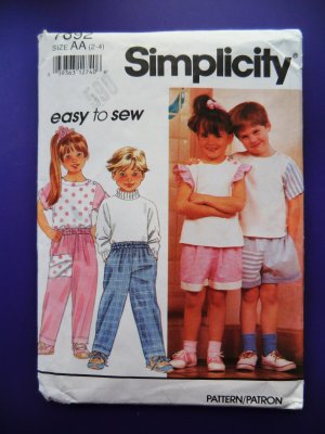 Simplicity Pattern # 7892 UNCUT Childs Top Pants Size 2 3 4
