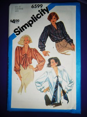 Simplicity Pattern # 6599 UNCUT Misses Blouse Size 12 14 16