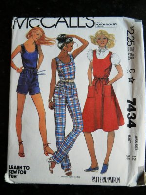 McCalls Pattern # 7434 UNCUT Misses Jumper Jumpsuit Size 12 Vintage 1981
