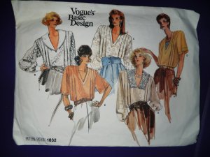 Vogue Pattern # 1832 UNCUT Misses Romantic Blouse Size 8 10 12